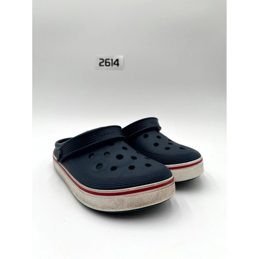 Crocs Off Court Kids Size 3 Sport Clog Blue White Round Toe Casual Slip On Shoes